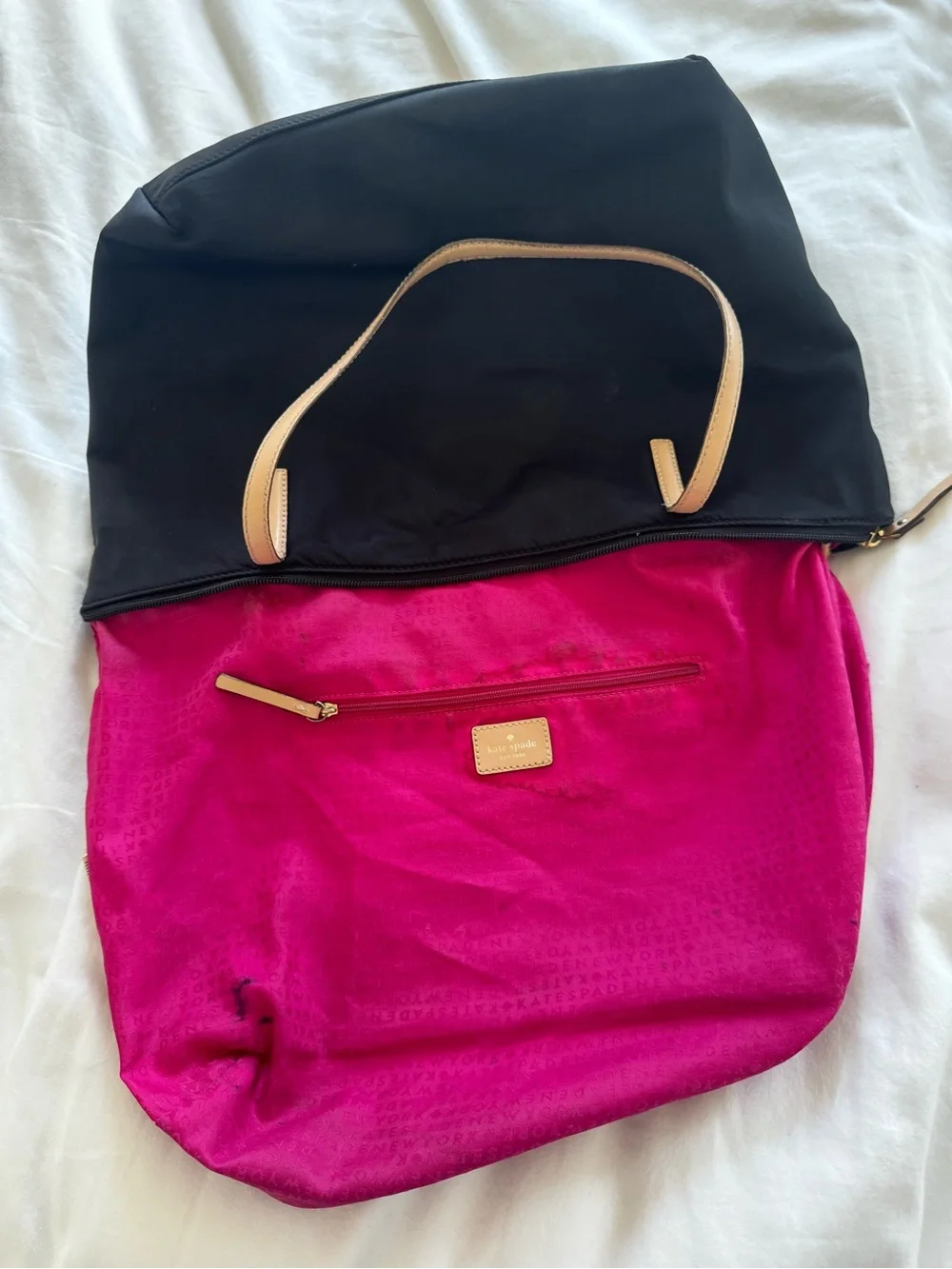 kate spade Black Tote with Tan Handles
